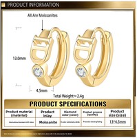 Boucles d'oreilles créoles huggie en moissanite serties clos, argent 925, couleur D, blanc extrême, délicates et minimalistes, pour femme, usage quotidien, cadeau d'anniversaire, bijoux