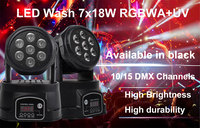 Projecteur LED Wash Par Shehds 7x18W RGBWA+UV Mini Moving Head pour DJ