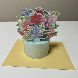 Cartes de vœux pop-up découpées au laser avec motif floral, avec enveloppe et petite carte – Offre spéciale - Product Image 3