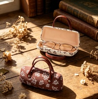 Étui à lunettes chic et portable en coque rigide avec poignée, imprimé floral, style mini sac à main, étui à lunettes personnalisé, boîte à lunettes de soleil