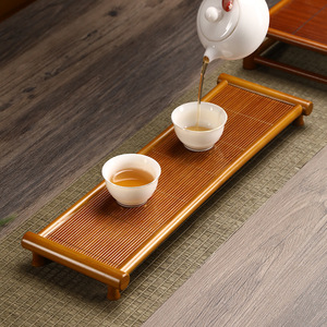 Bandeja de té de bambú cuadrada, soporte de té de bambú con diseño de rejilla para tetera, accesorio para la ceremonia del té - Product Image 4