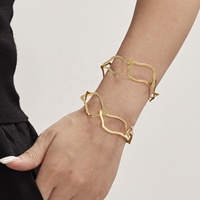 Bijoux de mode en gros, plaqué or 18 carats, acier inoxydable, chaîne irrégulière quadrilatérale, collier, bracelet, boucles d'oreilles pour femmes