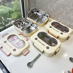 Boîte à <span class=keywords><strong>lunch</strong></span> Tiffin à 3 compartiments pour enfants Kawaii Boîte à <span class=keywords><strong>lunch</strong></span> <span class=keywords><strong>thermos</strong></span> Bento isolée sous vide en acier inoxydable pour écoliers - Product Image 2