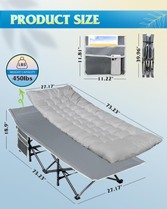 Cama Plegable Portátil para Acampar con Colchón y Bolsa <span class=keywords><strong>de</strong></span> Almacenamiento para Viajes al Aire Libre, Playa, Parque, Senderismo y Siesta en la Oficina - Product Image 2