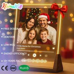 Cadre photo de Noël personnalisé avec lumière, lampe LED personnalisée avec base en bois pour cadeau de vacances en famille, Nouvel An <span class=keywords><strong>2026</strong></span> - Product Image 1
