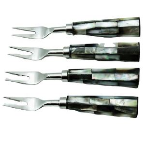 Vente directe d'usine poignée en nacre noire fourchette en acier couverts couleur personnalisée Logo luxe hôtel mariage vente chaude quantité minimale de commande - Product Image 1