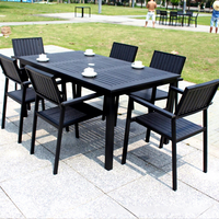 Ensemble de table et de chaises de patio en aluminium moderne avec structure en WPC, imperméable, anti-UV, meubles d'extérieur, jardin, balcon