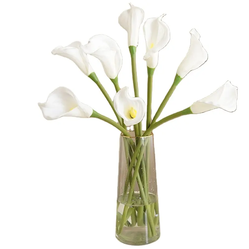 Manufacturer Artificial Flowers Decorative Lily PU large single decorative artificial flower feel rolled edge calla Lily