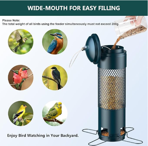 Mangeoire à oiseaux en vente chaude, pour l'extérieur, anti-écureuil, en métal, activée par le poids, pour cardinaux sauvages, pinsons, jaspeaux, chardonnerets, capacité de 3 lb de graines - Product Image 4