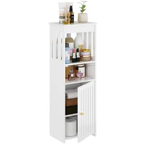 Organiseurs de salle de bain fins à 4 niveaux, armoire de rangement étroite pour salle de bain avec porte et étagère ouverte - Product Image 1