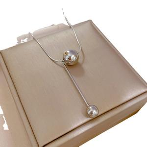 Collar de acero inoxidable con bola redonda chapada en oro de 18K para <span class=keywords><strong>mujer</strong></span>, Gargantilla única con borlas, collar de bola de oro para <span class=keywords><strong>mujer</strong></span> - Product Image 4