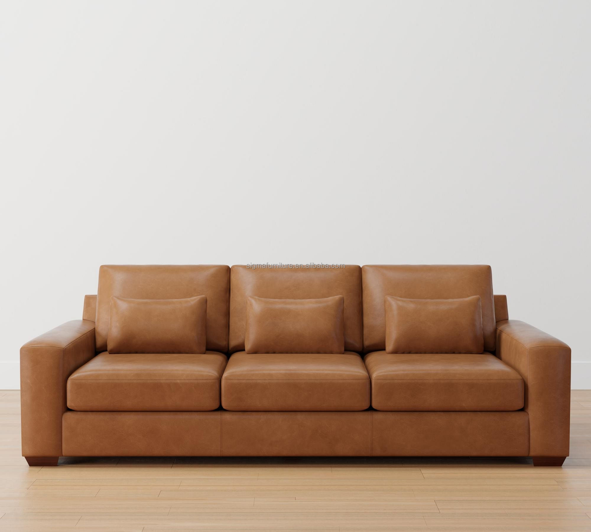 Made in China leather couch new design living home luxury square arm deep seat sofa set