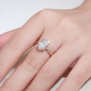 خاتم ألماس كلاسيكي بتصميم بيضاوي 2 قيراط، خاتم ذهب خالص عيار 14 قيراط، حجر رئيسي بقطع بيضاوي، ألماس مختبري معتمد من IGI، خاتم خطوبة - Product Image 4