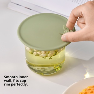 Japanese Style Silicone Cup Lid Leak Resistant Dustproof Reusable Cover for Tea Water Coffee Travel Cups Custom Logo Wholesale - Product Image 1