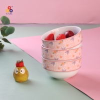 Ensemble de 4 bols de riz de service empilables à motifs en porcelaine de qualité supérieure pour la soupe aux céréales, les pâtes et les ramen à usage quotidien