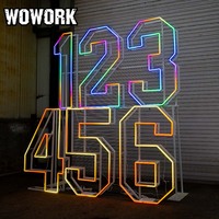 WOWORK Vente en gros 2026 Décorations de mariage LED RGB Grandes lettres et chiffres néon pliables de 4 pieds pour la décoration d'événements et de fêtes d'anniversaire