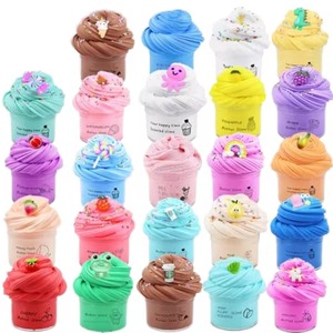 ชุดสไลม์เนย 19.5 ซม. 18 สี กลิ่นเค้ก นุ่ม ยืดหยุ่น ไม่เหนียวเหนอะหนะ ของเล่นสไลม์ DIY บรรเทาความเครียด พร้อมของตกแต่งผลไม้ - Product Image 1