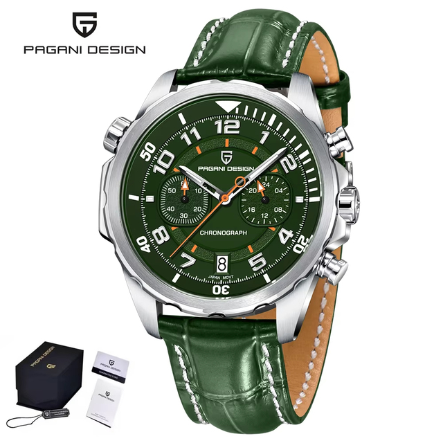 PAGANI DESIGN New Chronograph Gift Men Watch Sapphire Glass Waterproof Wristwatch VK64 Quartz Watches Classic Leather Watch 2025