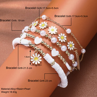 Bracelet marguerite en alliage à la mode de haute qualité Bracelet à breloques en perles perlées à la main ensemble d'accessoires de bijoux fins pour femmes