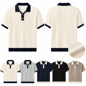 Camisas de Polo para Hombre, Premium, de Punto Acanalado, con Cuello en Contraste, Manga Corta, Estilo Old Money, para Verano, Resort, Golf - Product Image 2