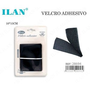 Nastro Adesivo Velcro Ilan 10x15 Cm Nero con Gancio e Anello - Product Image 1