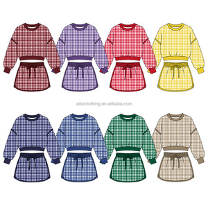 Ensemble jupe trapèze pour filles : Sweat-shirt à manches longues et épaules tombantes et jupe-short à ourlet en forme de dauphin, 2 pièces pour enfants au quotidien - Product Image 3