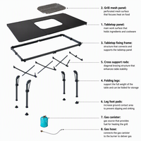 Table de camping pliable en aluminium réglable en hauteur, poste de travail portable pour pique-nique en plein air