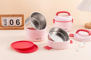 กล่องอาหารกลางวันเบนโตะ2ชั้น B18ปลอดภัยต่อไมโครเวฟกล่องสเตนเลสไร้สาร BPA รักษาได้สำหรับเด็กและผู้ใหญ่แคมป์ปิ้ง - Product Image 5