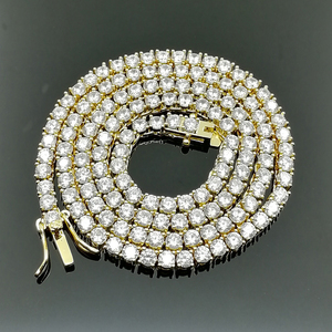 BC019 Cadena de tenis de latón con circonitas de 3mm, collar de 1 fila, joyería Hip Hop Bling, oro, plata, circonitas cúbicas, estilo Iced Out - Product Image 2