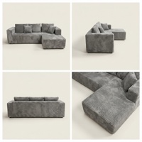 Canapé rectangulaire surdimensionné moderne en velours côtelé, sans cadre, emballé sous vide, ensemble de chaises longues minimalistes pour salon