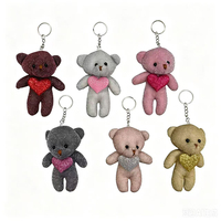 Porte-clés en peluche ours scintillant 6 couleurs, pendentif mignon en velours doux pour sac, breloque cœur pour sac, sac à main, clés de voiture, décoration