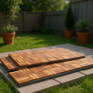 Baldosas de Acacia para Terraza 11.8x11.8 Pulgadas, Juego de 30, Piso Exterior Encastrable, Diseño Rústico y Duradero - Product Image 2