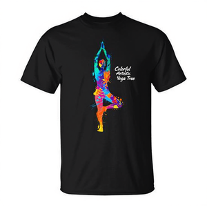 T-shirt promotionnel coloré avec motif d'arbre de yoga artistique en aquarelle - Product Image 2