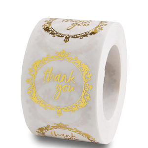 シール付き封筒ギフトパッケージ用,カスタム自己接着性クリアロゴプリント金箔スタンプラベルステッカーロール - Product Image 2