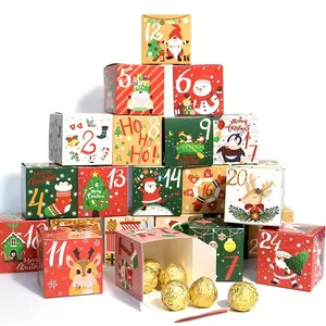 Calendrier de l'avent de luxe vide personnalisé emballage cadeau cosmétique de beauté boîte de calendrier de l'avent compte à rebours de Noël