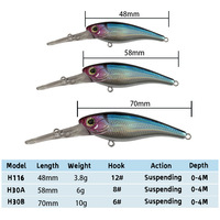 Nouvelle leurre de pêche Minnow à baleine longue de 50mm (3.8g), 58mm (6g), 70mm (10g) pour plongée profonde, leurre dur à coulée lente, shad, jerkbait suspendu, crankbait
