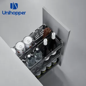 Unihopper mutfak donanım cam iki katmanlı Pull-Out baharat çekmece çok fonksiyonlu yumuşak kapanış baharat sepeti