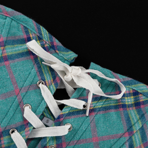 Nuovo arrivo alla moda primavera 2025 donna abbigliamento due pezzi in cotone Plaid a fascia di cotone <span class=keywords><strong>corsetto</strong></span> Crop Shirt e tubo Top Set - Product Image 6