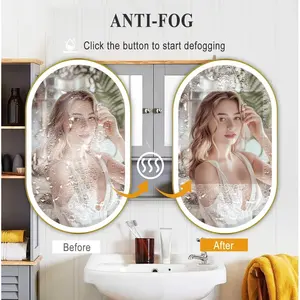 Espejo LED para baño Espejo de tocador de 20*36 pulgadas con luces Espejo de baño ovalado antivaho 3 colores y pared regulable continua - Product Image 6