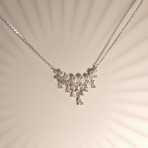 Collar de Plata de Ley 925 con Colgante de Gota de Agua y Perla de Cielo Estrellado, Cadena de Clavícula de Princesa, Collares de Cristal - Product Image 4