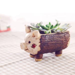 Personnalisé Unique Design Personnalité Créative Beaux Animaux Vintage Piquet En Bois Bureau Ornement De Bureau Jardin Résine Pots De Fleurs - Product Image 3