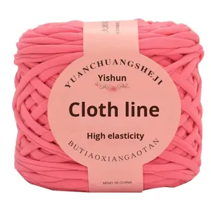 Grandes pantoufles tricotées à la main en bande de tissu teint haute élasticité, fil de coton Sairo pour crochet DIY, panier de rangement pour chaussures - Product Image 1