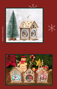 Decorazioni Natalizie All'Ingrosso: <span class=keywords><strong>Casetta</strong></span> in Legno Luminosa, Pendente Natalizio in Legno Illuminato - Product Image 6