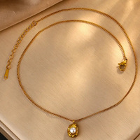 Collier de perles irrégulières empilées TZ110 pour femmes, plaqué acier inoxydable avec boucles d'oreilles en or 18 carats