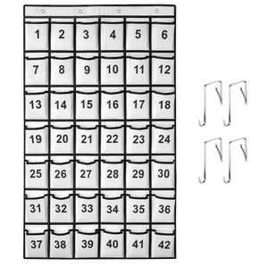 Organizador de Bolsillos para Aula con 42 Bolsillos Numerados y Ganchos para Colgar Teléfonos Celulares, Calculadoras y Otros Artículos de Oficina y Escolares - Product Image 1
