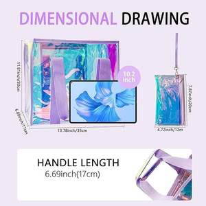 Bolsa Impermeable Morada de Gran Tamaño, Bolsa de Playa Personalizada a la Moda, Bolso Holográfico para Mujer - Product Image 3