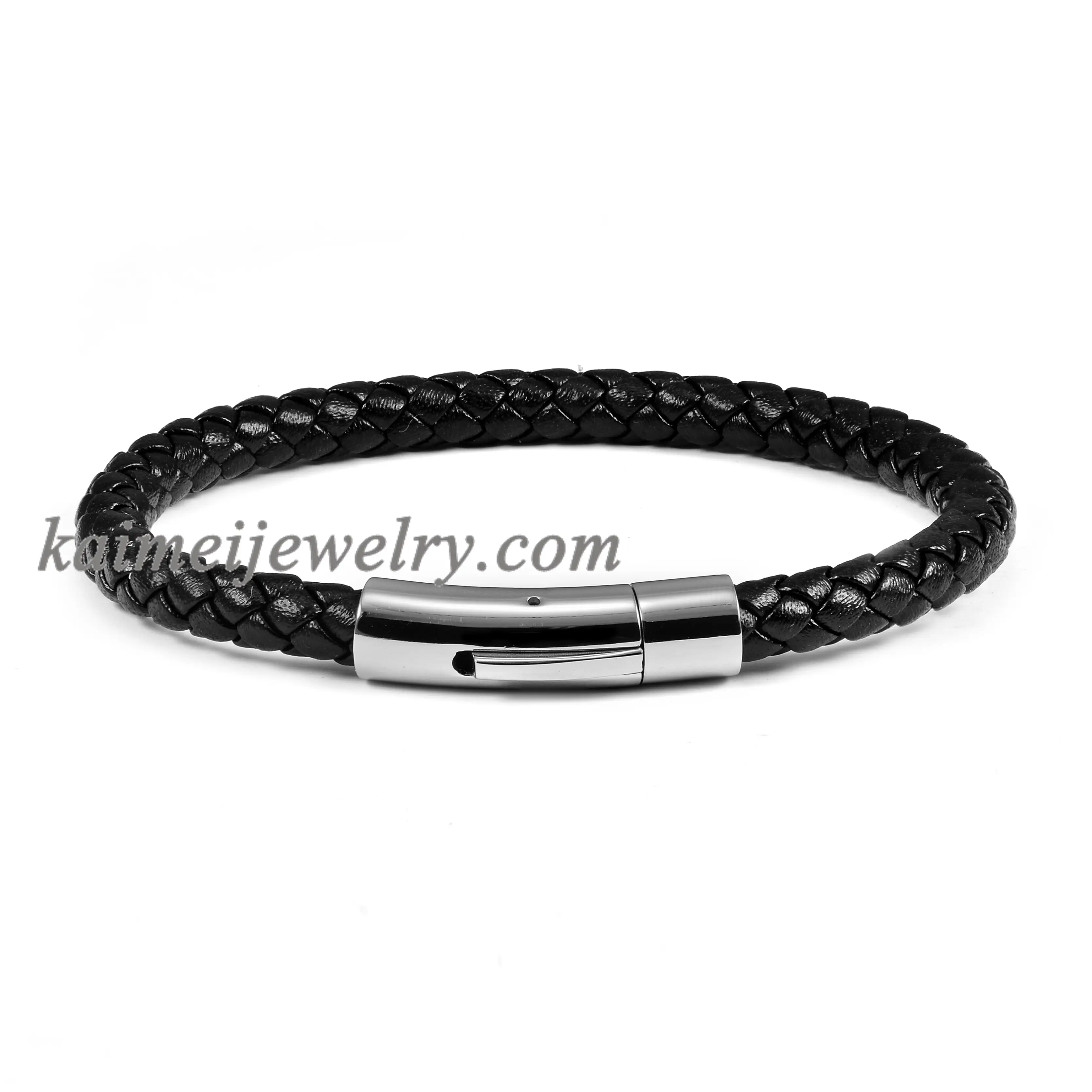 Wholesale Stainless Steel Clasp 6mm Fashion Jewelry Braided Leather Bracelet Men Women