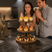 Présentoir à cupcakes rustique à 3 niveaux, plateau à étages, support à gâteaux pour mariage, anniversaire, baby shower