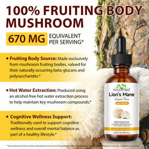 SOLOTREE 60 мл Веганская добавка с грибом Львиная грива, 100% натуральный органический экстракт львиної гривы, жидкие капли для приема внутрь - Product Image 5