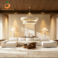Canapé de salon de luxe personnalisé, taille ajustable, structure en bois massif, accoudoirs larges, canapé sectionnel moderne pour immeuble de bureaux